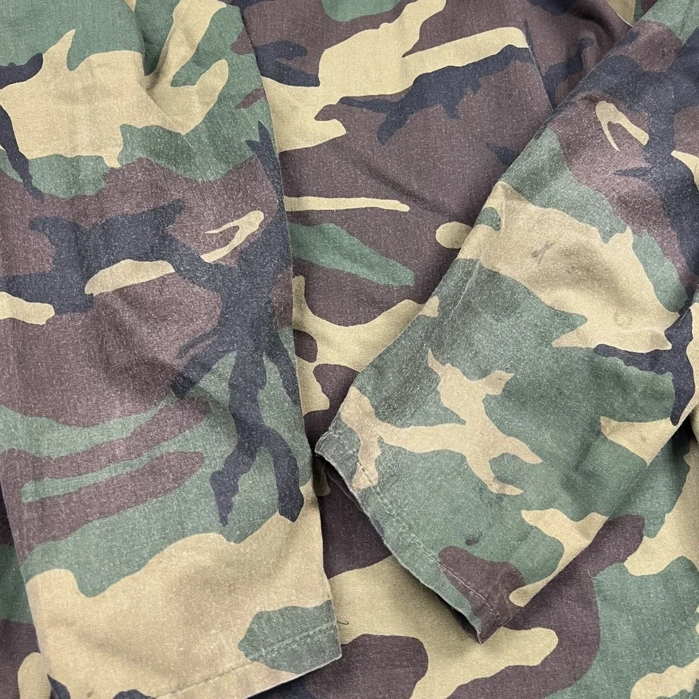 Vintage Woodland Camo Field Jacket Mens M Green Brown Military Utility Coat